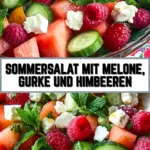 Sommersalat mit Melone, Gurke und Himbeeren 20 Pinterest Hidden Image