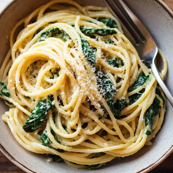 Spaghetti mit Spinat Frischkäse-Sauce
