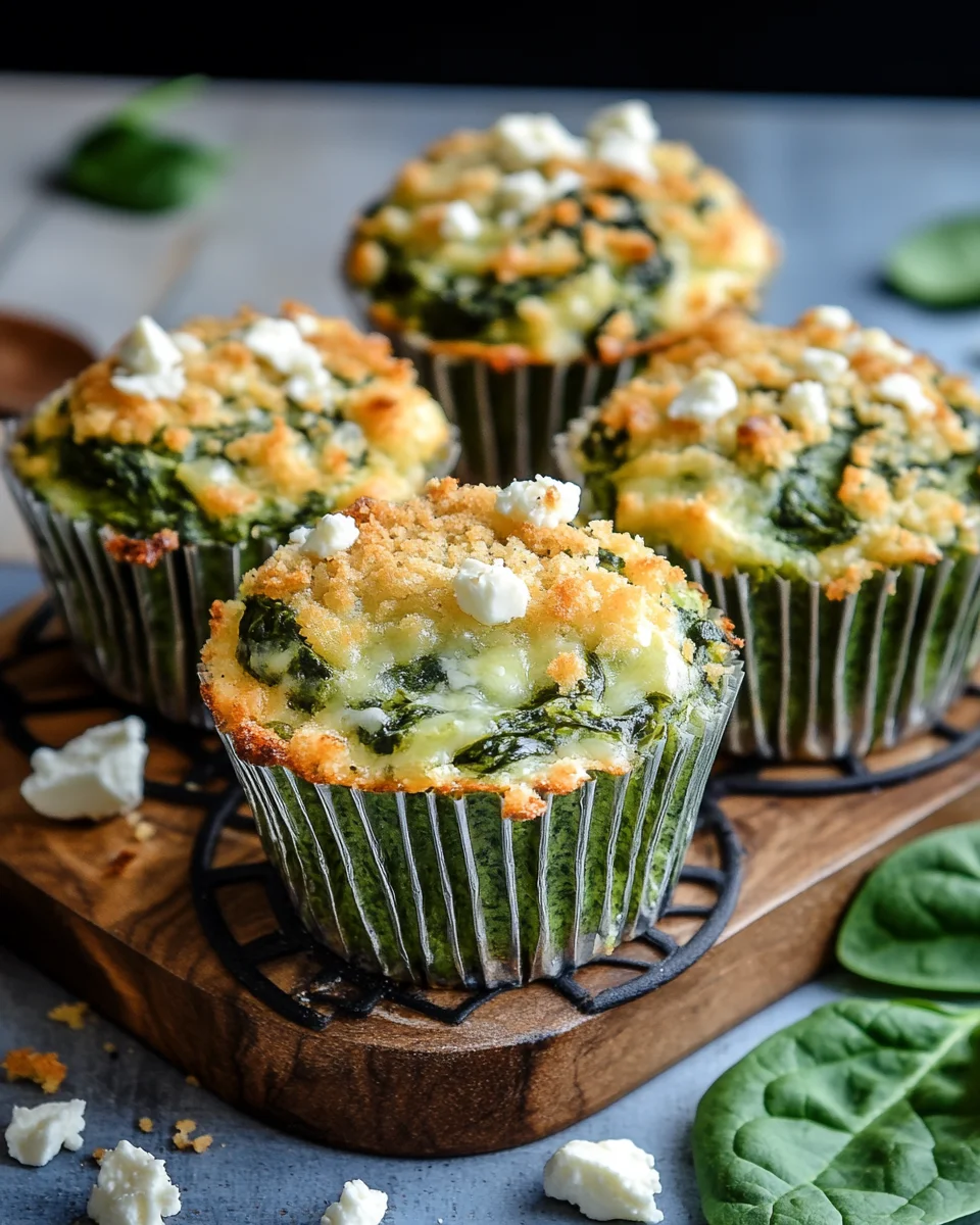 Spinat-Feta-Muffins mit doppelt Käse und Crunch