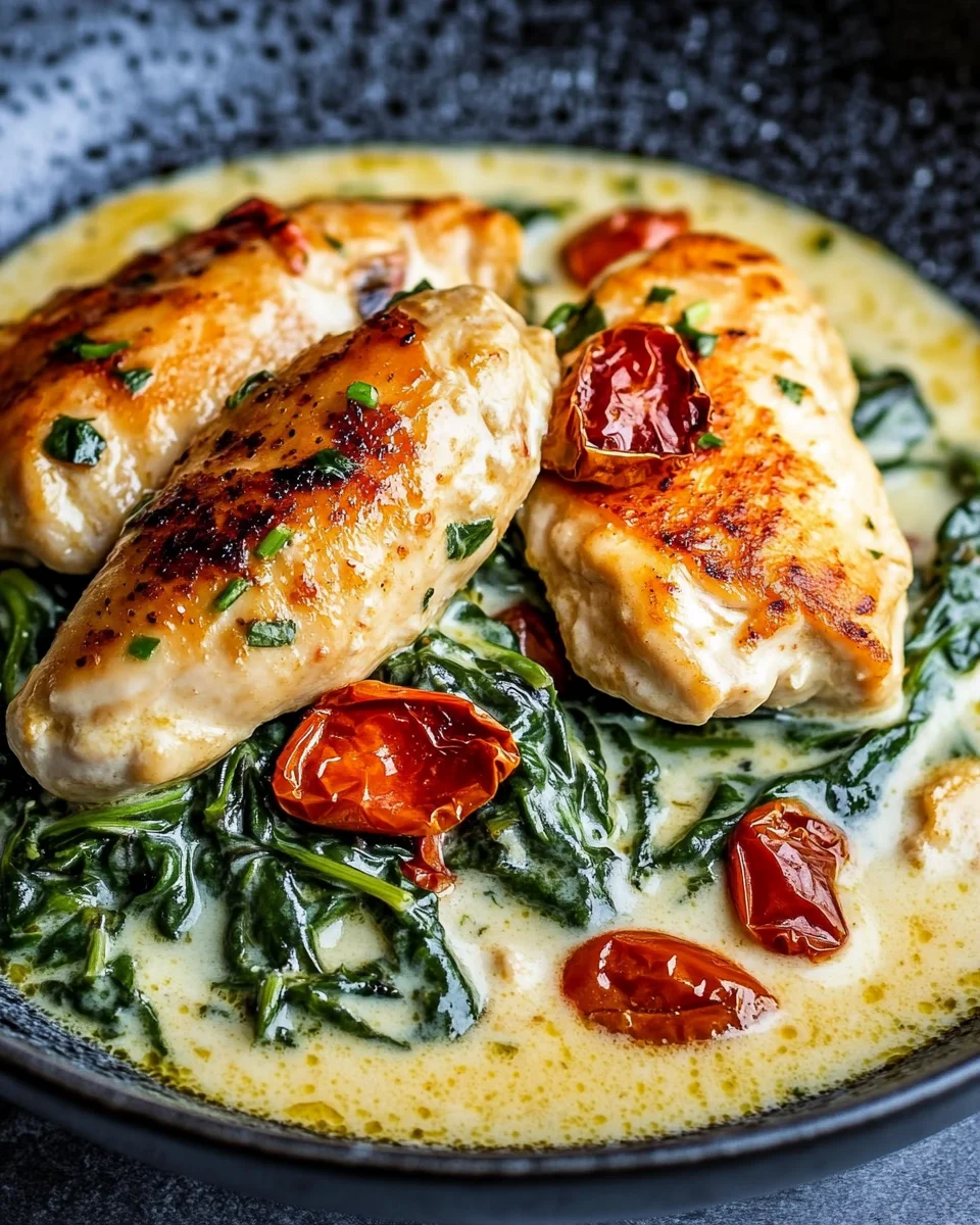 Spinat Parmesan H&auml;hnchen