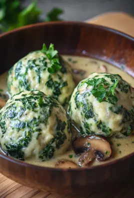 Südtiroler Spinatknödel mit Pilzrahm