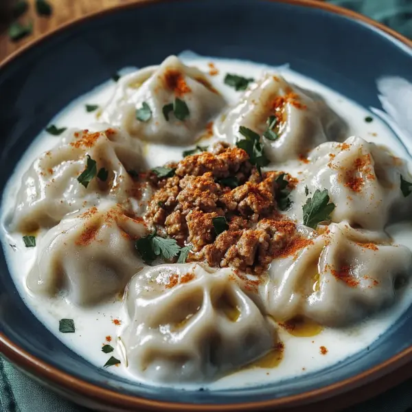 Türkische Manti mit Hackfleischfüllung & Joghurt-Soße