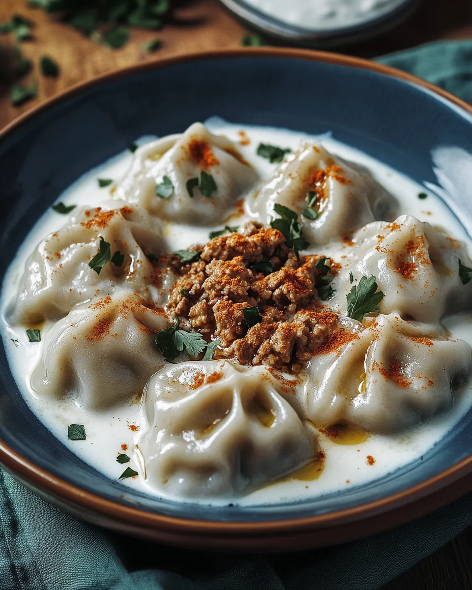 Türkische Manti mit Hackfleischfüllung & Joghurt-Soße