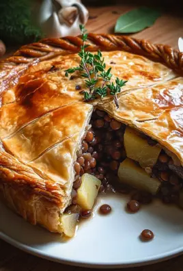 Wirsing-Pie mit Pilz-Linsen-Kartoffelfüllung