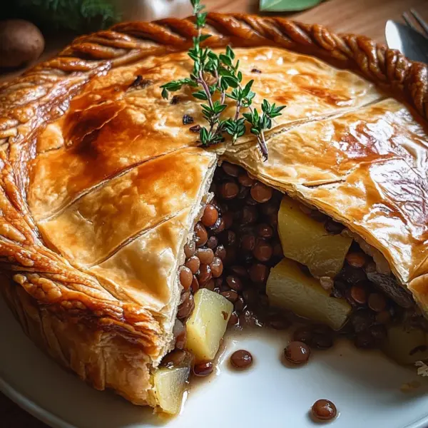 Wirsing-Pie mit Pilz-Linsen-Kartoffelfüllung
