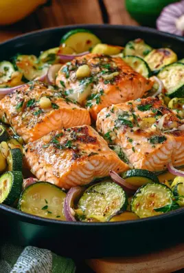 Zucchinipfanne mit Lachs