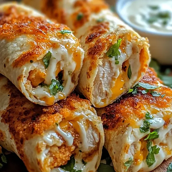 Crispy Cheesy Garlic Chicken Wraps