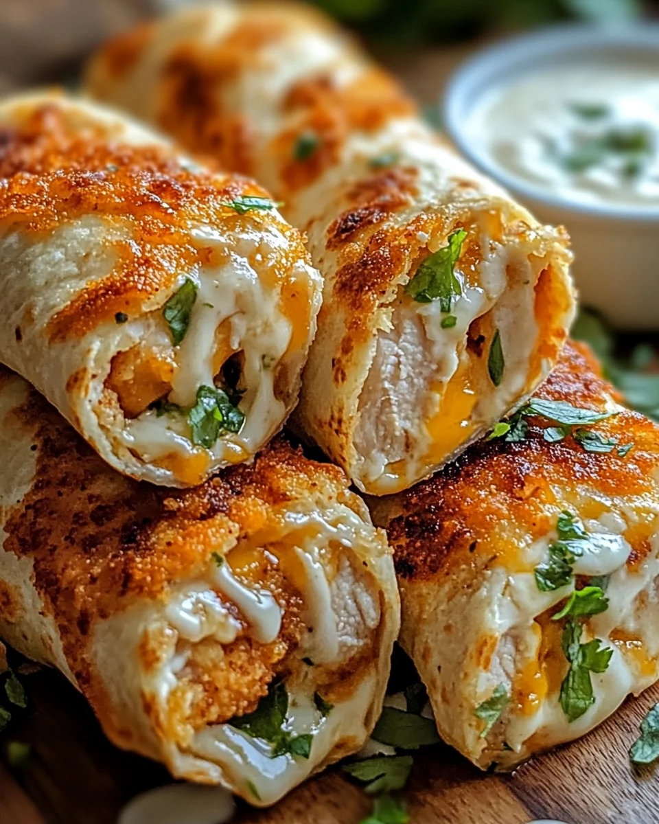 Crispy Cheesy Garlic Chicken Wraps