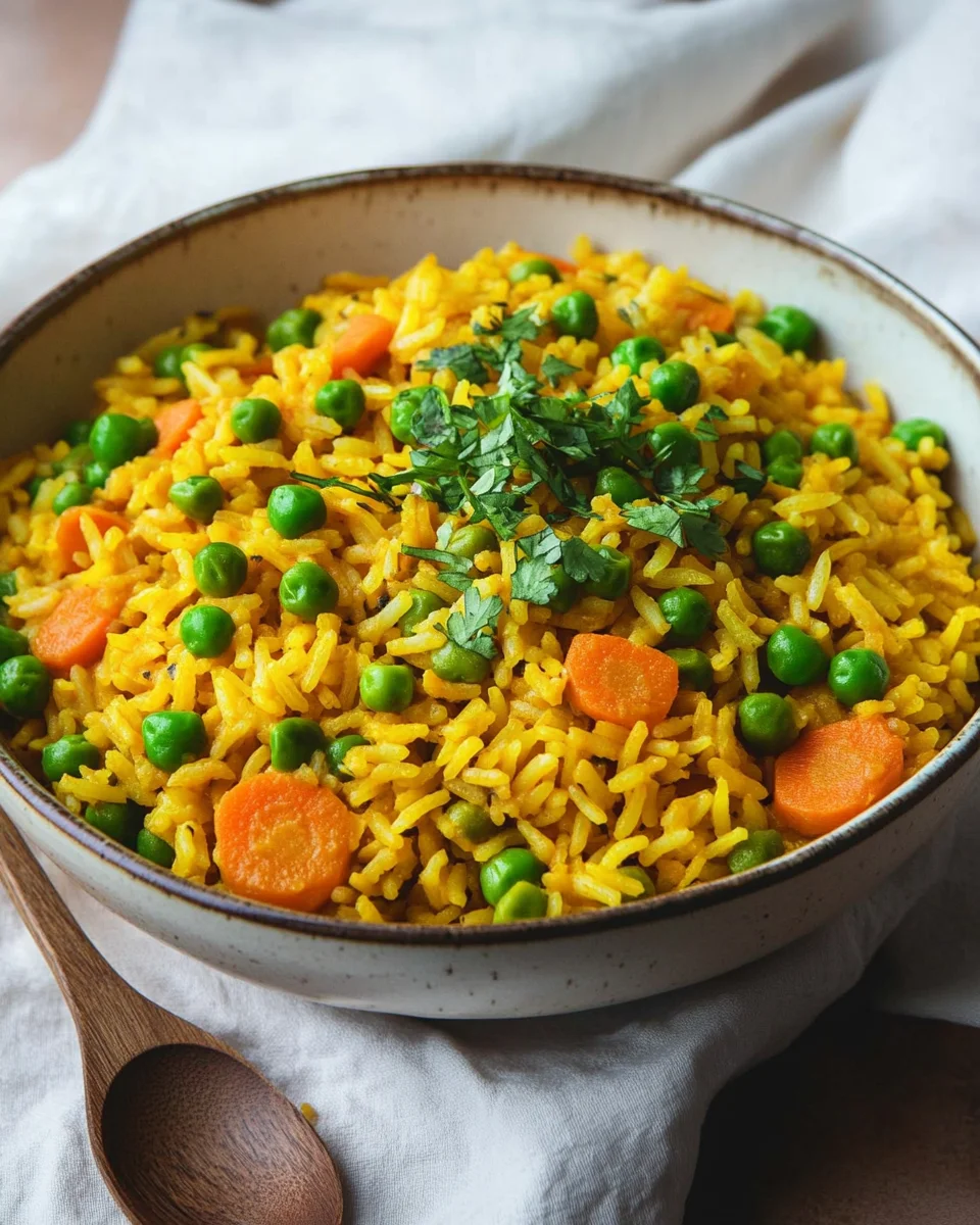 Curryreis mit Erbsen und Möhren