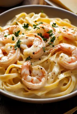 Fettuccine Alfredo mit Garnelen