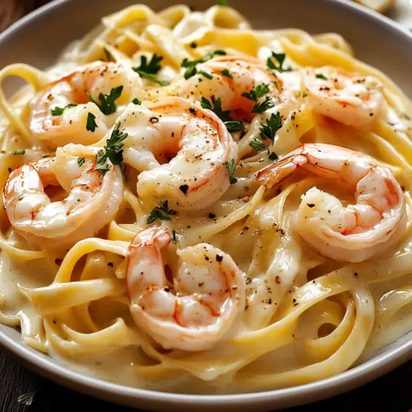 Fettuccine Alfredo mit Garnelen