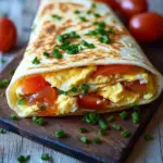 Fr&uuml;hst&uuml;ckswrap mit Ei, K&auml;se und Tomaten