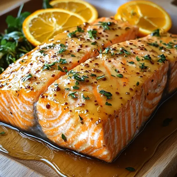 Gebackener Orangen-Lachs mit Honig-Senf-Glasur