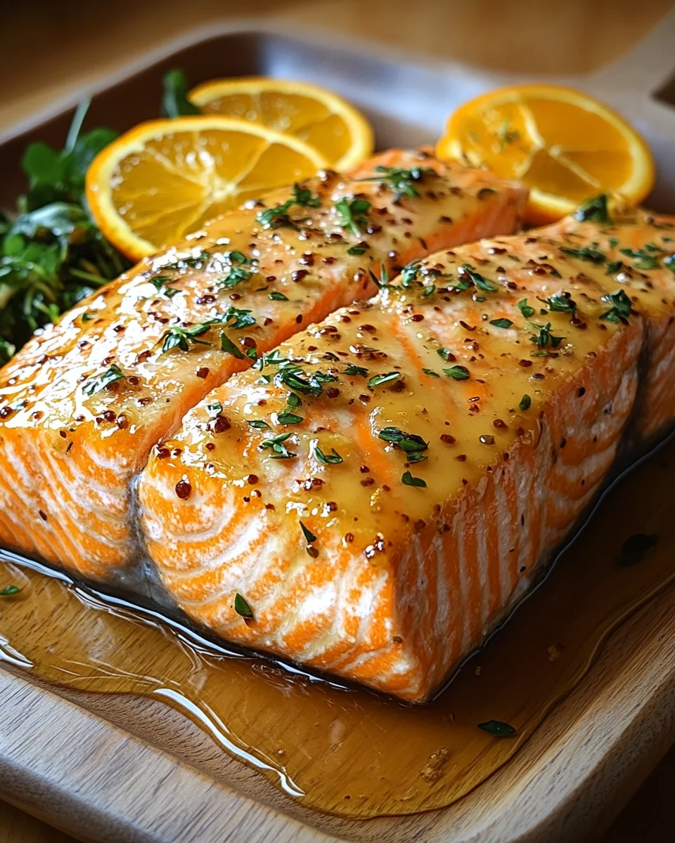 Gebackener Orangen-Lachs mit Honig-Senf-Glasur