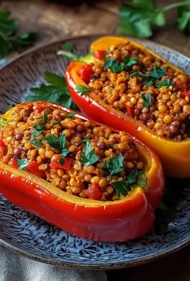 Gefüllte Spitzpaprika mit roten Linsen