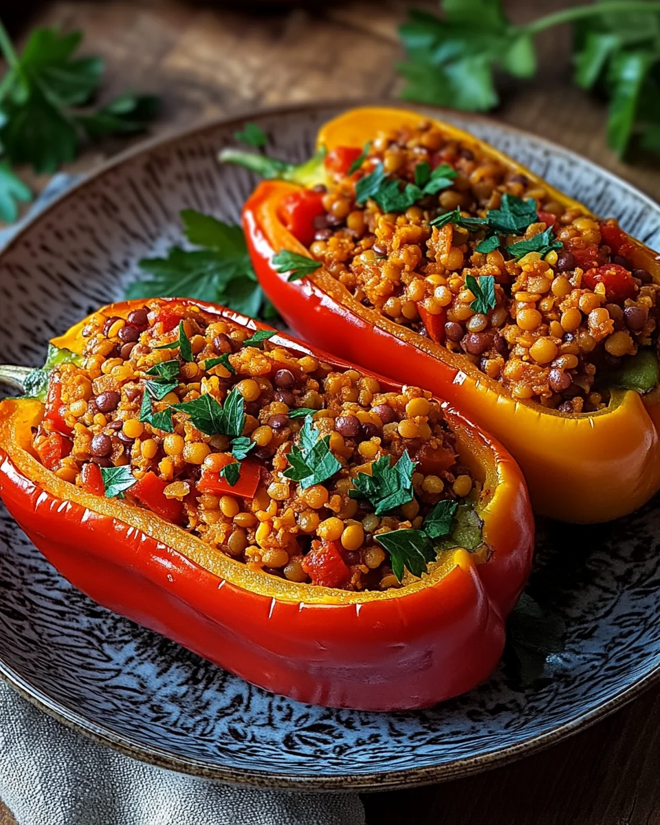 Gef&uuml;llte Spitzpaprika mit roten Linsen
