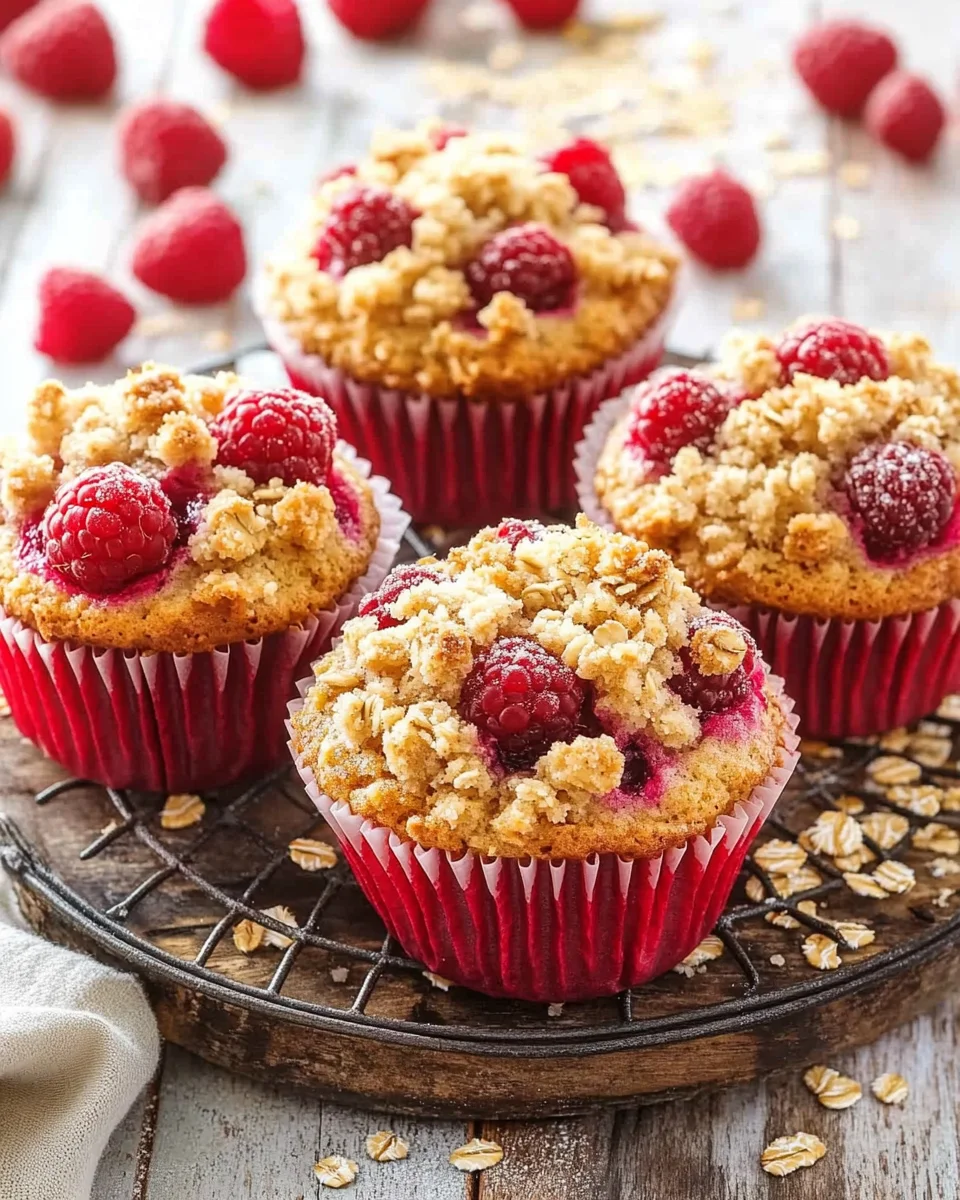 Gesunde Himbeer-Muffins mit Haferflocken-Streuseln