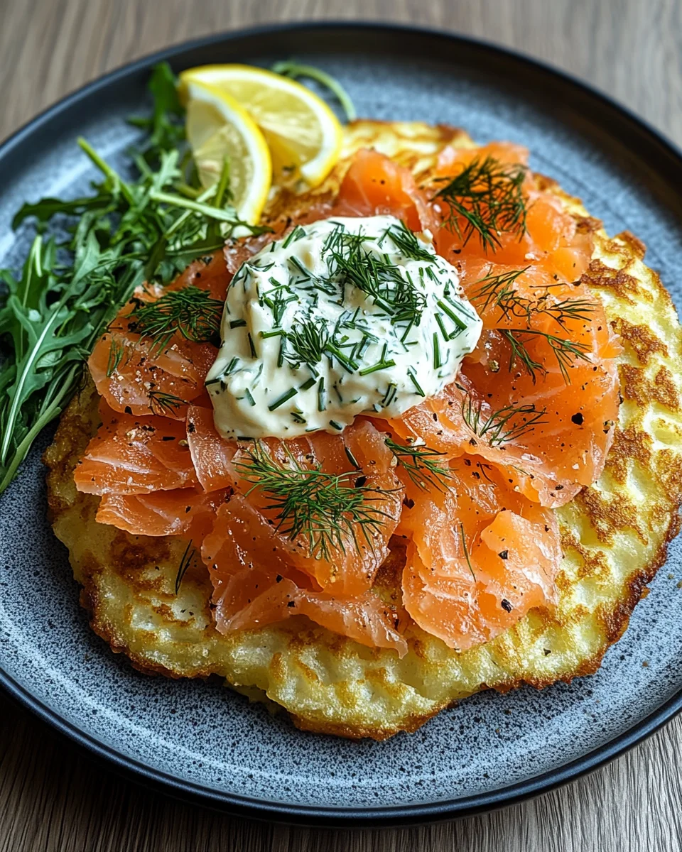 Großer Rösti mit Frischkäse und Lachs