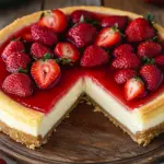 K&auml;sekuchen mit Erdbeeren