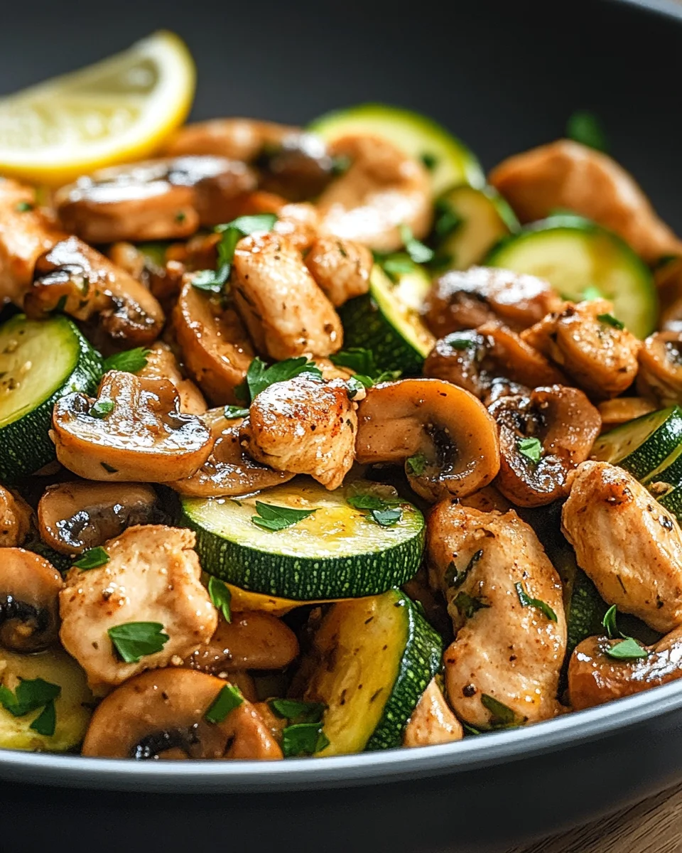 Keto Hähnchen-Zucchini-Pfanne mit Pilzen