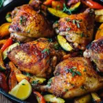Knusprige H&auml;hnchenschenkel mit Ofengem&uuml;se
