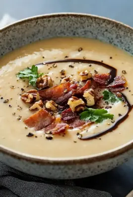 Maronensuppe mit karamellisierten Nüssen und Speck