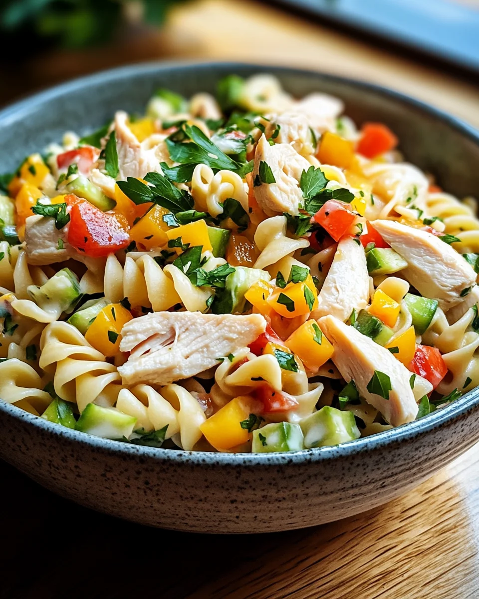 Nudel-Hähnchensalat mit Frühlingszwiebeln