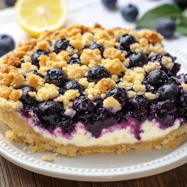 schneller Blaubeer-Quark-Kuchen mit Streuseln