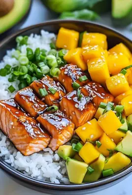 Teriyaki Lachs Reisschüssel mit Mango 32 Teriyaki Lachs Reisschüssel mit Mango