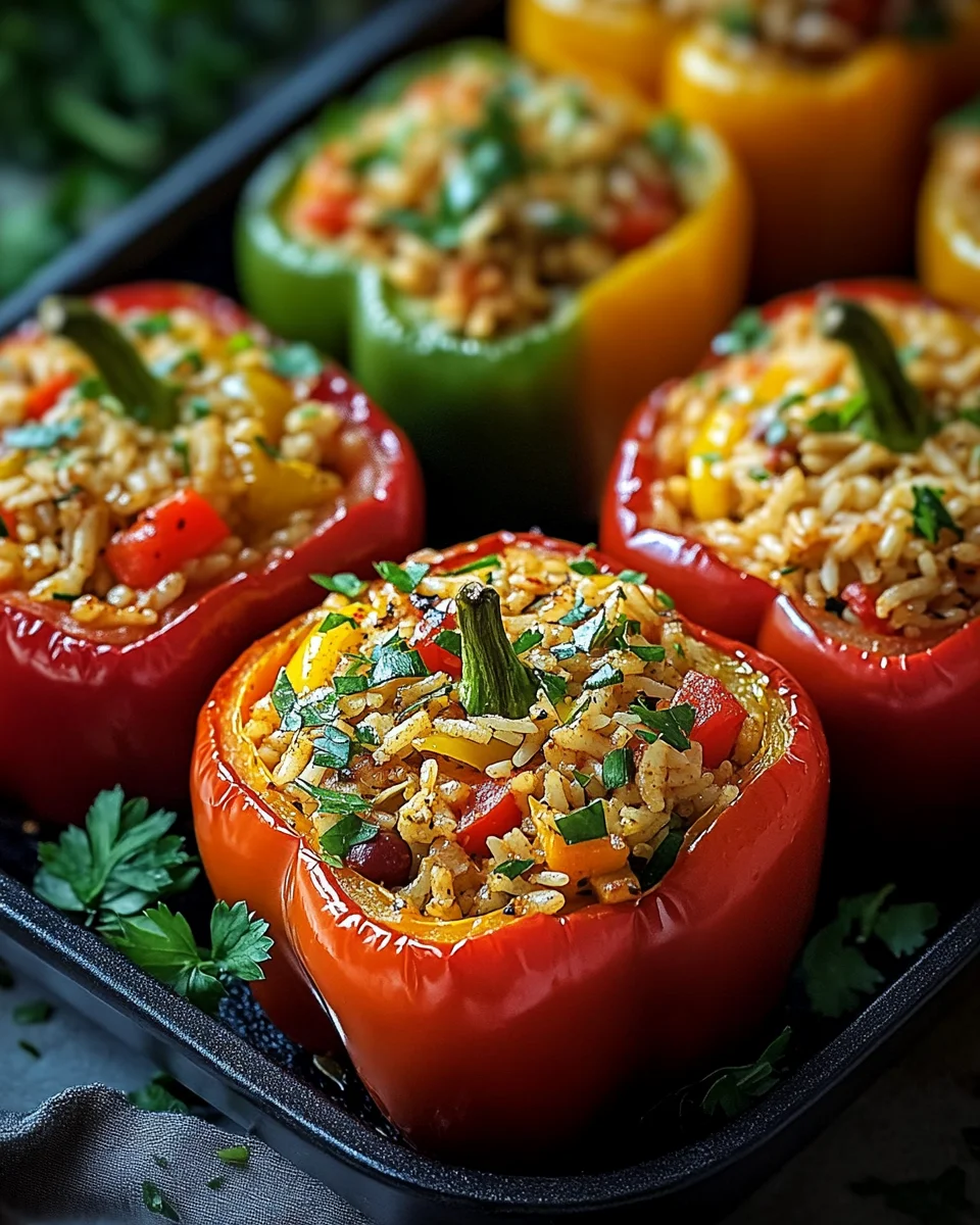 Vegetarische Gef&uuml;llte Paprika mit Reis