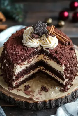 Winterlicher Maulwurfkuchen mit Zimtsahne und Punschkirschen