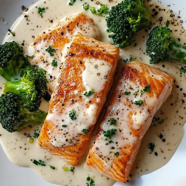 Gebratener Lachs und Brokkoli Alfredo
