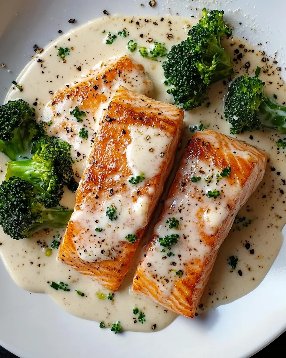 Gebratener Lachs und Brokkoli Alfredo