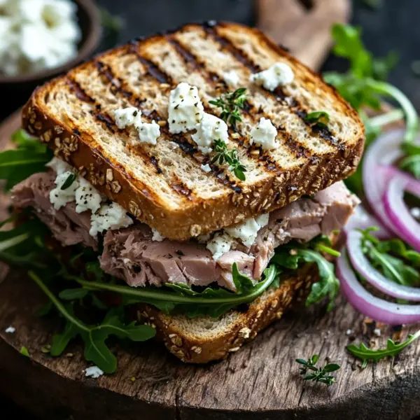 Gegrilltes Thunfisch-Sandwich mit Feta