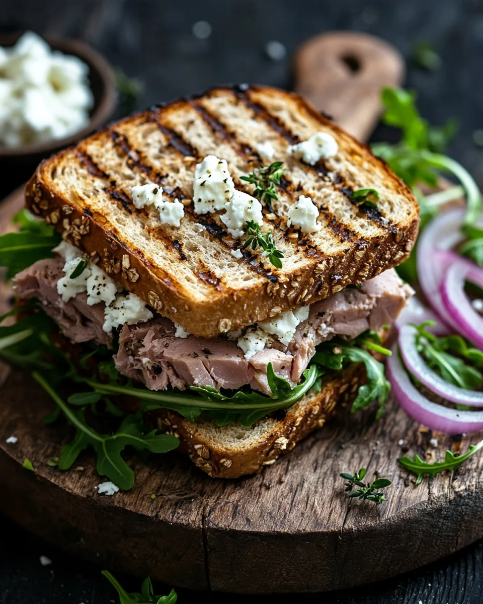 Gegrilltes Thunfisch-Sandwich mit Feta