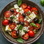 Griechische Reisnudeln mit Tomaten, Feta und Oliven