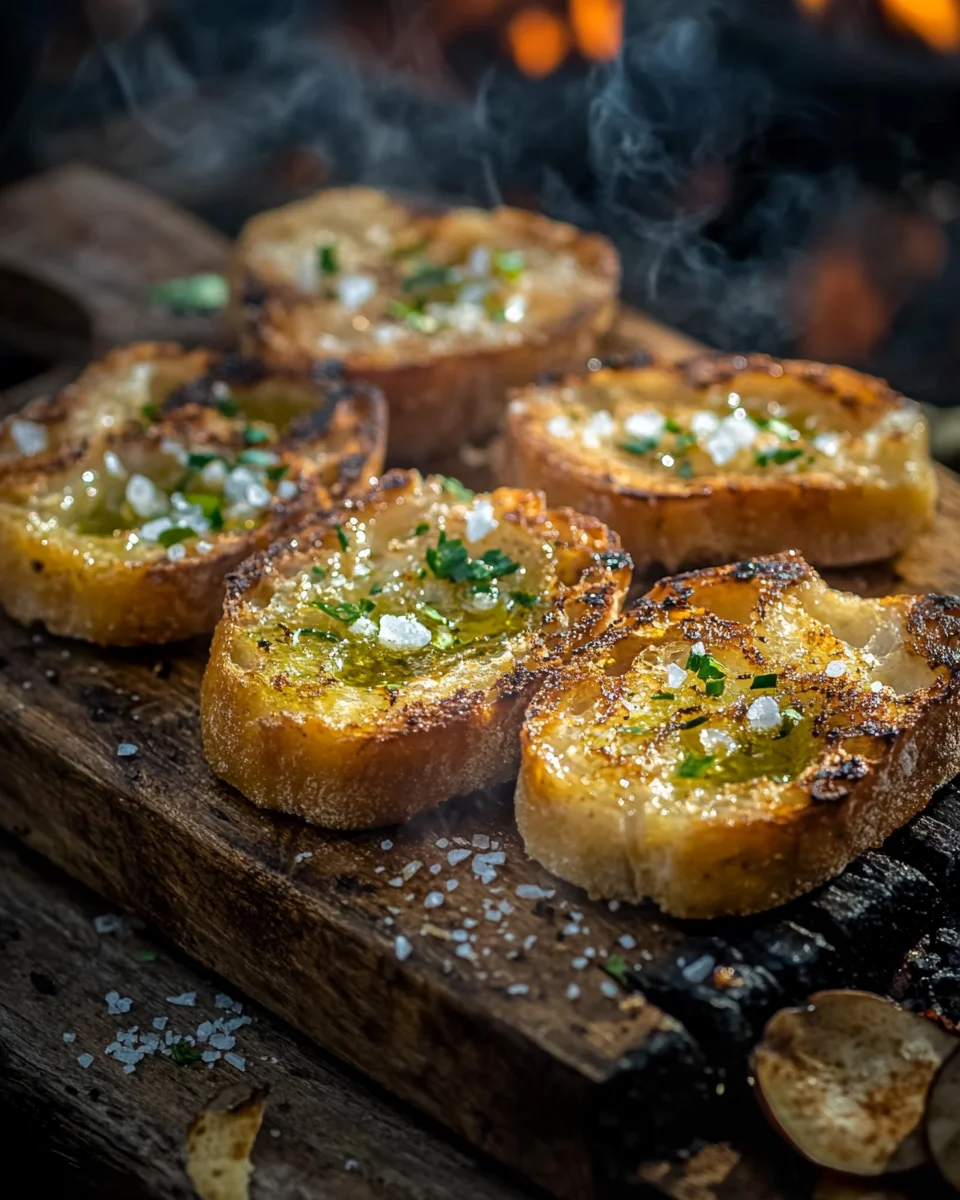 Grillbrot mit Olivenöl und Meersalz