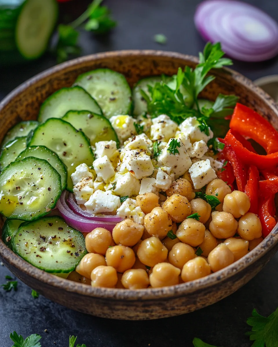Gurkensalat mit Feta und Kichererbsen 18 Gurkensalat
