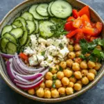 Gurkensalat mit Feta und Kichererbsen