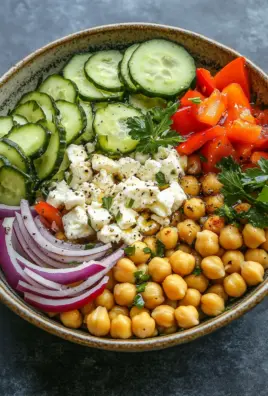 Gurkensalat mit Feta und Kichererbsen