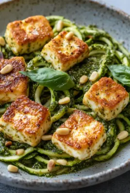 Halloumi mit Zucchini-Pesto-Nudeln