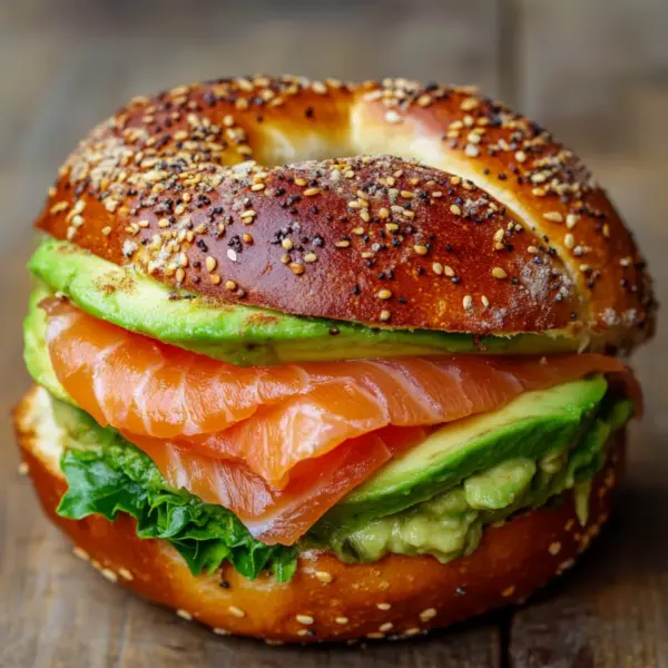 Lachs Avocado Laugenstange mit Topping