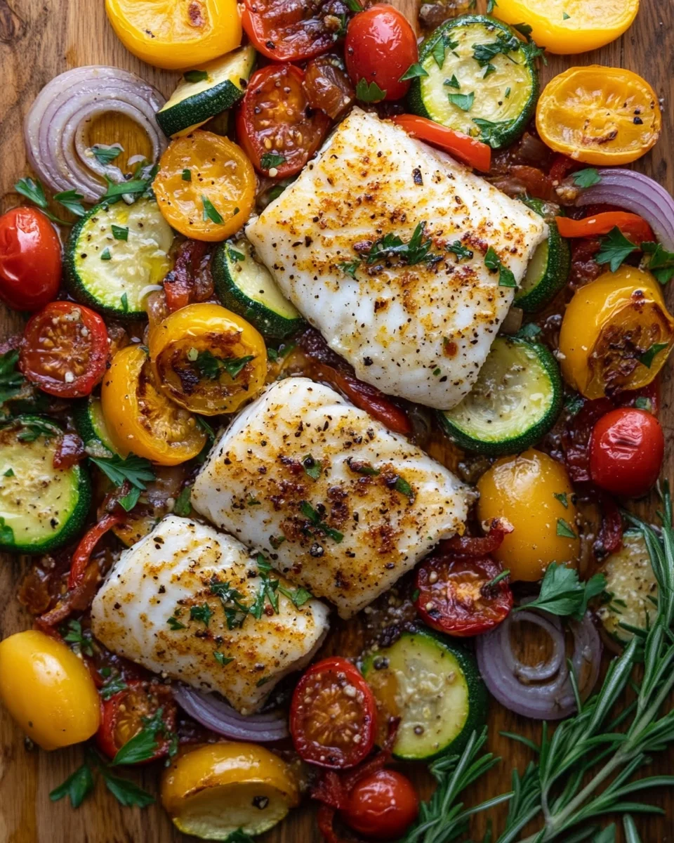 Mediterran Gebackene Fischfilets mit Gemüse 19 Mediterran