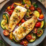 Mediterran Gebackene Fischfilets mit Gem&uuml;se