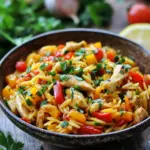 Orzo-Pfanne mit Paprikahuhn