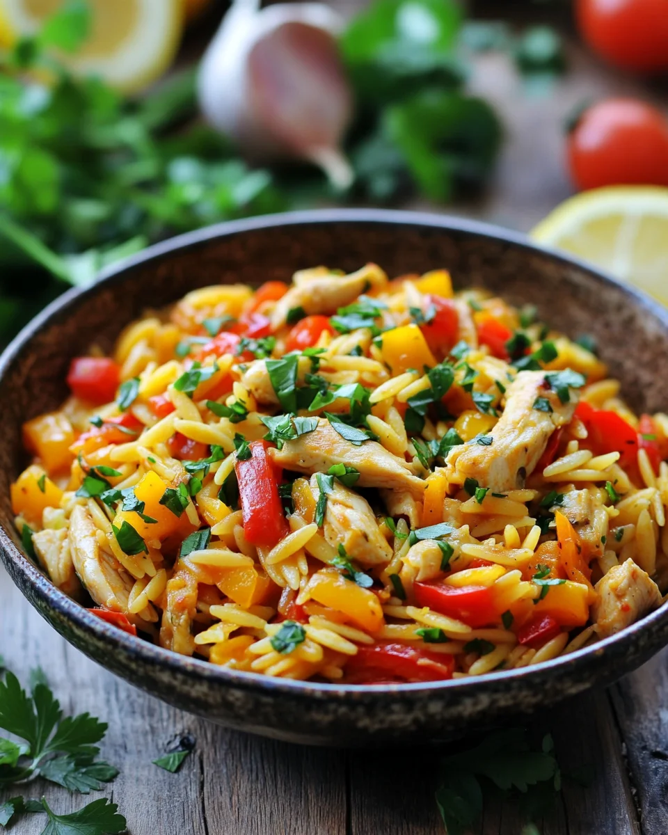 Orzo-Pfanne mit Paprikahuhn 20 Orzo-Pfanne mit Paprikahuhn