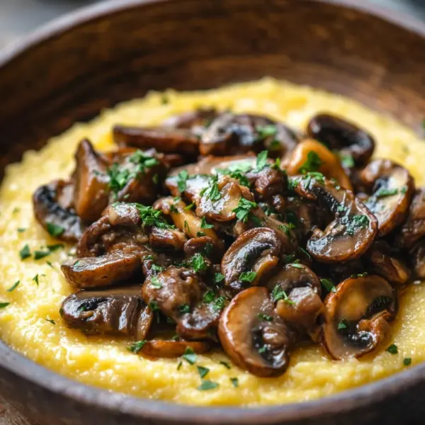 Pilzragout auf Parmesan-Polenta