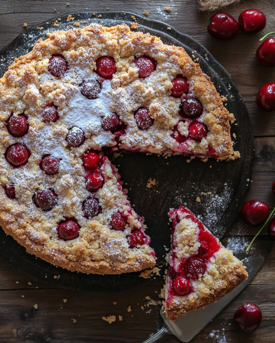 Streuselkuchen mit Kirschen vom Blech 28 Streuselkuchen