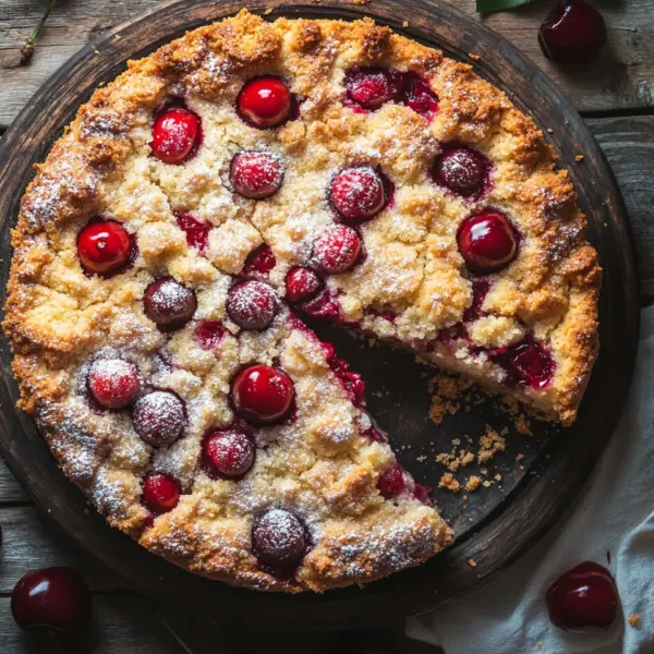 Streuselkuchen mit Kirschen vom Blech