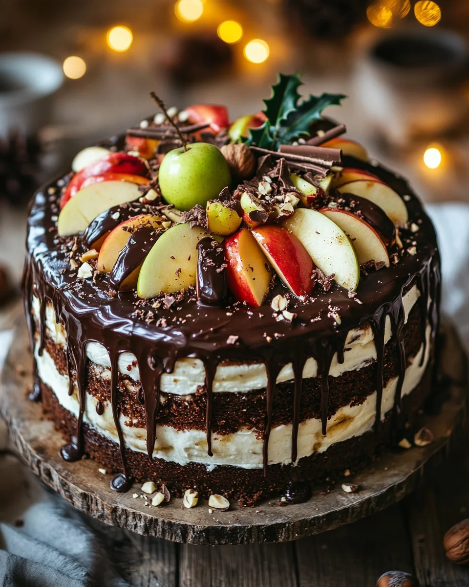 Weihnachtstorte mit Äpfeln und Schokolade 22 Weihnachtstorte